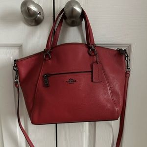 Coach Satchel with silver tone hardware, can be used as a crossbody
